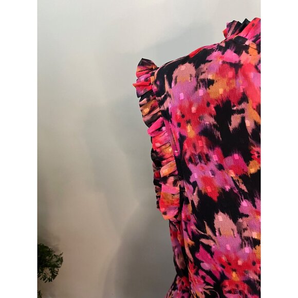 SAINT+ SOFIA Ramona Dress Sleeveless Frilly Sheer Red Floral Maxi Size 6 - Picture 8 of 12